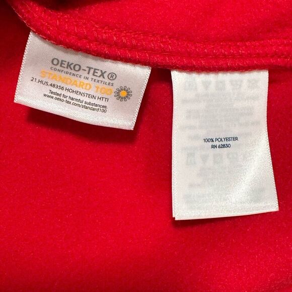 Lands End Men Full Zip Fleece Jacket M Rich Red T200 Outdoor Midweight Hiking - Picture 9 of 15